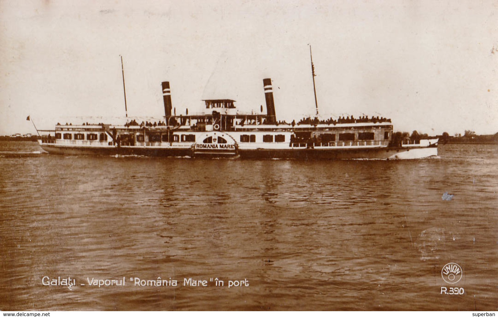 GALATI : BATEAU / SHIP " ROMÂNIA MARE " Sur / On DANUBE - CARTE VRAIE PHOTO / REAL PHOTO POSTCARD ~ 1930 (aa581) - Rumania