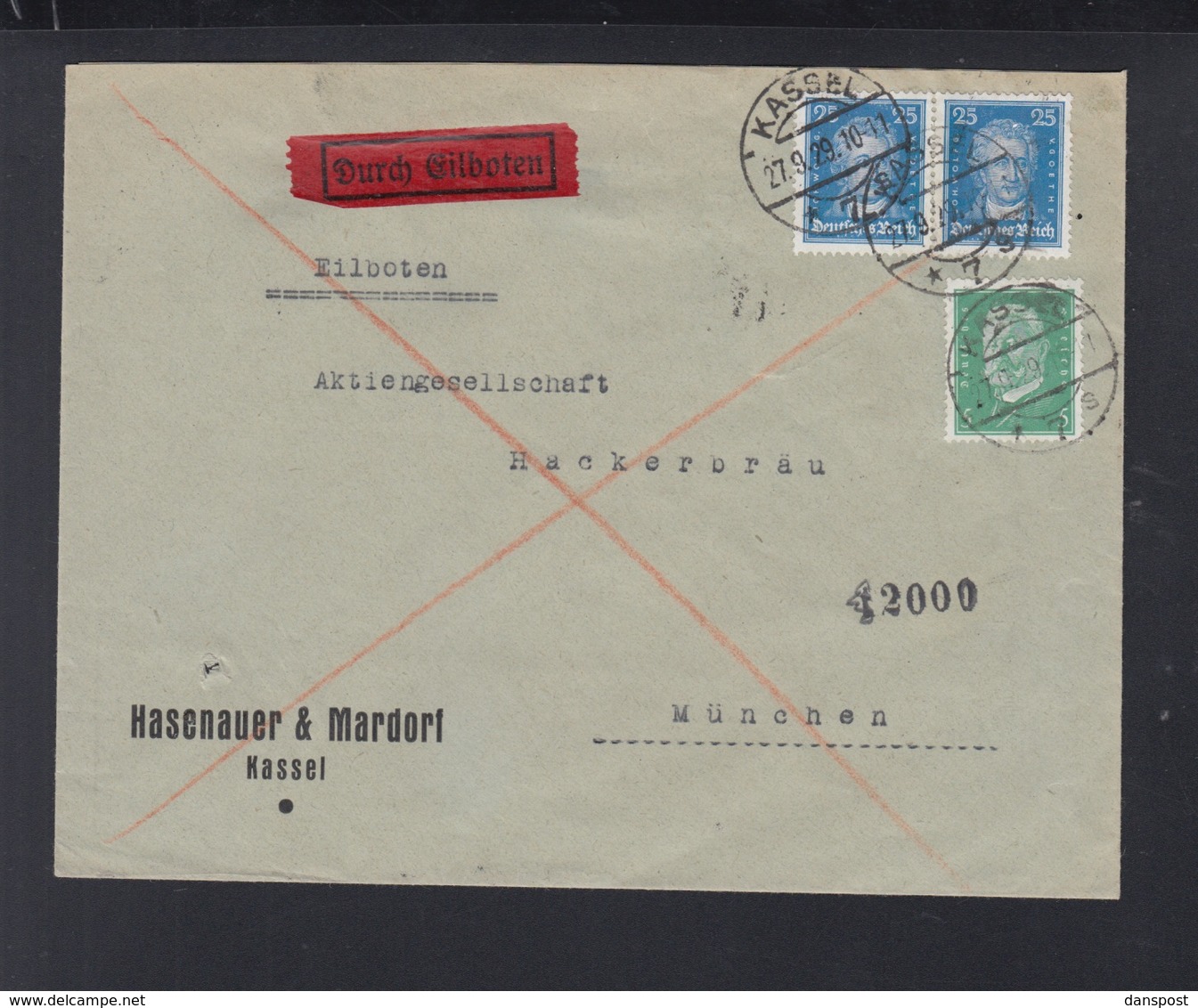 Dt. Reich Expresbrief 1929 Kassel Nach München - Storia Postale