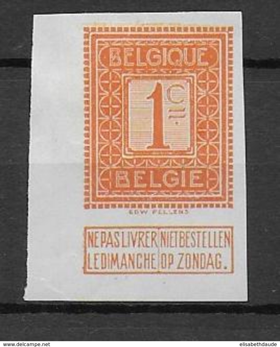 BELGIQUE - 1912 - COB 108 NON DENTELE (*) - 1911-1930