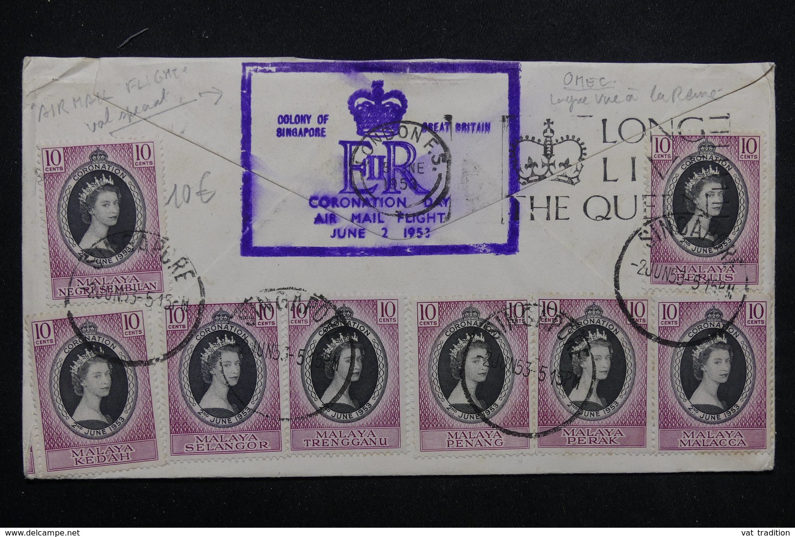 MALAISIE - Enveloppe De La Coronation De La Reine En 1953 Pour Londres En 1953 - L 23685 - Federated Malay States