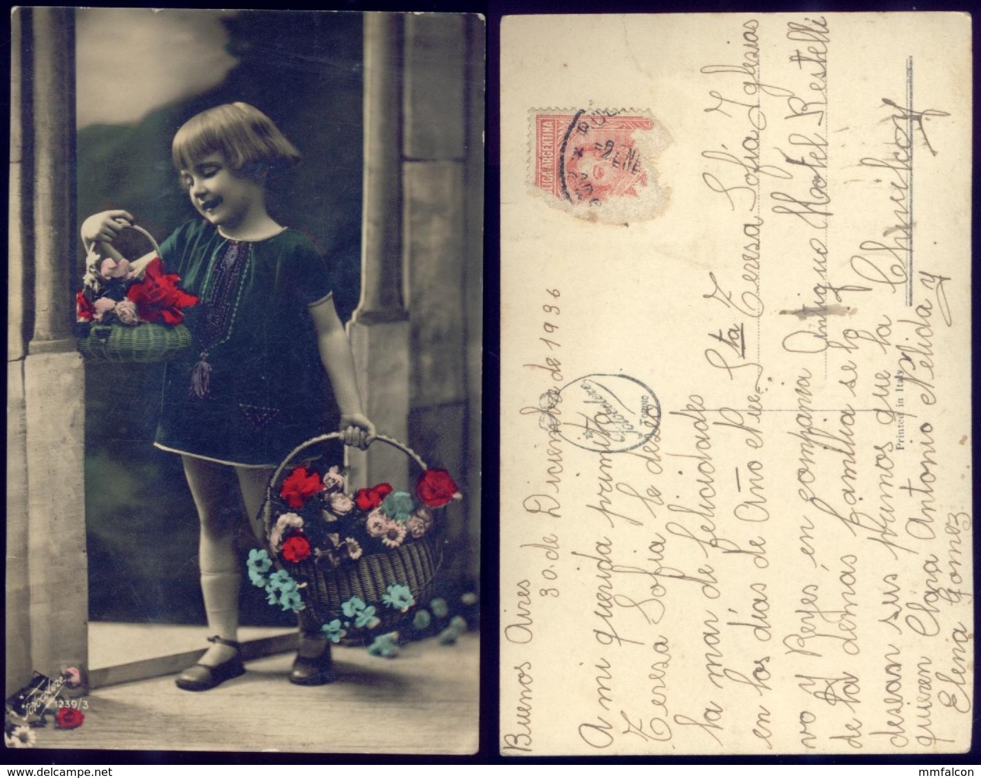 X85 - FLOWERS FLEURS - GIRL ENFANT - Postcard 1936 Fotocelere - Escenas & Paisajes