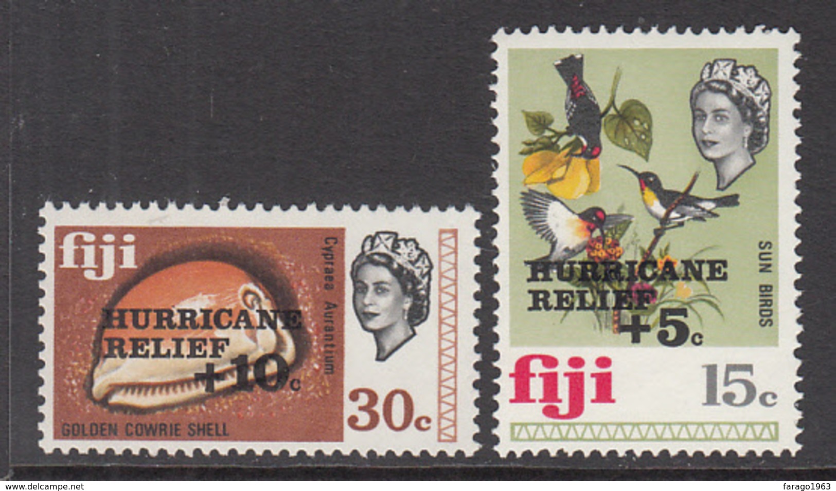 1972 Fiji Hurricane Relief Semi-postals  Birds Complete Set Of 2 MNH - Fiji (1970-...)