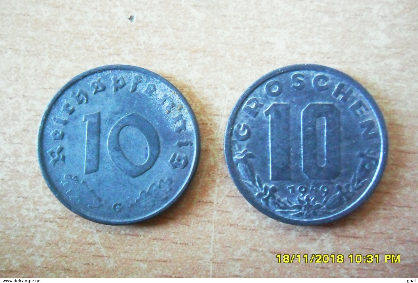 10 Reichspfennig(RFA) De 1941G Et 10 Ctmes Autriche 1949 En TTB. - 10 Reichspfennig