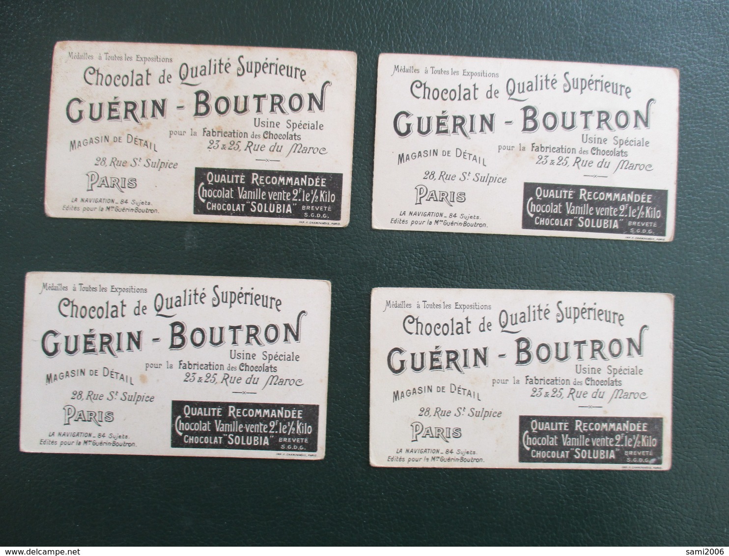 LOT DE 4 CHROMOS CHOCOLAT GUERIN BOUTRON MARINE MARCHANDE - Guérin-Boutron