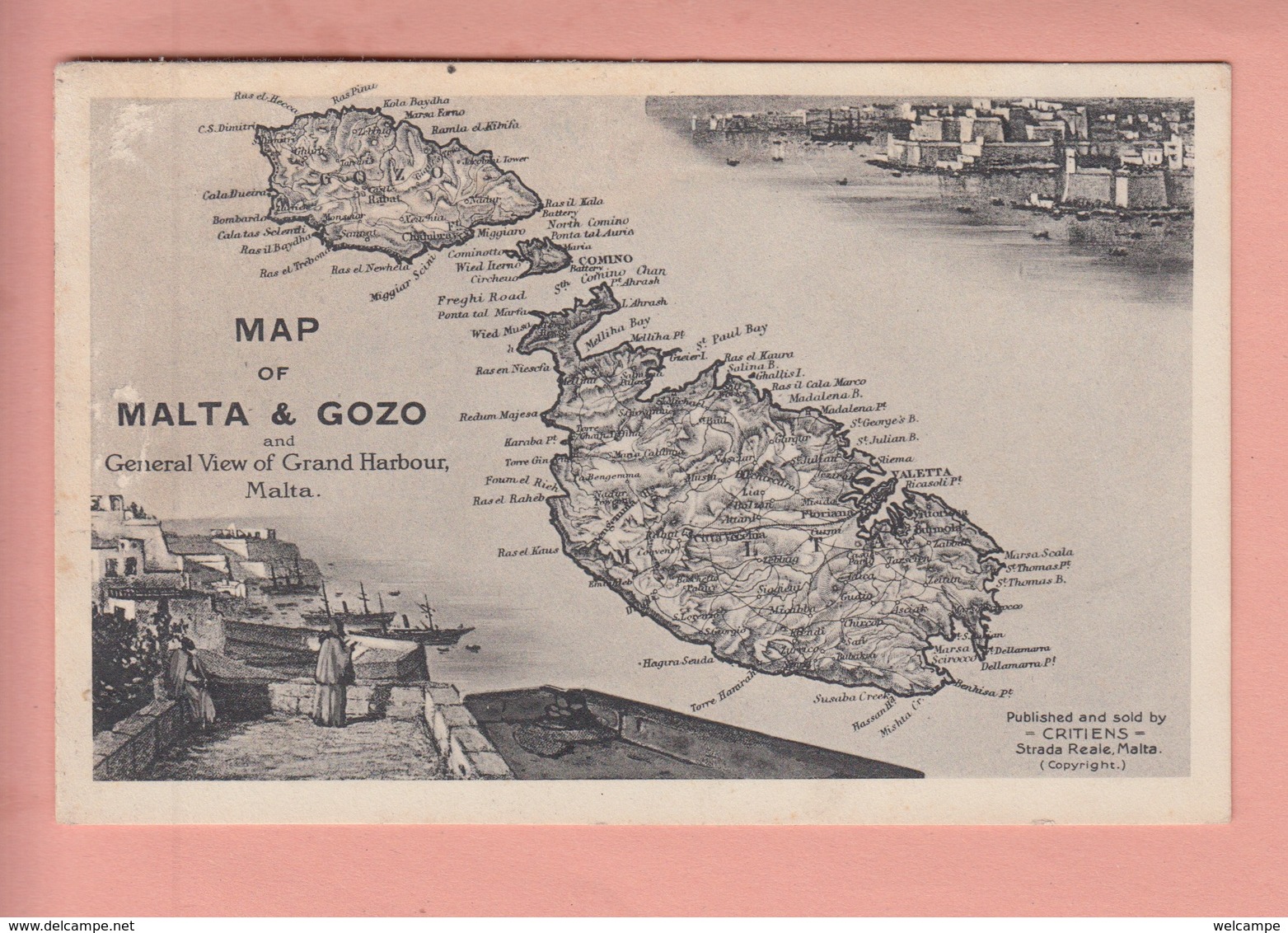 OLD POSTCARD   MALTA - GOZO - MAP - Malta