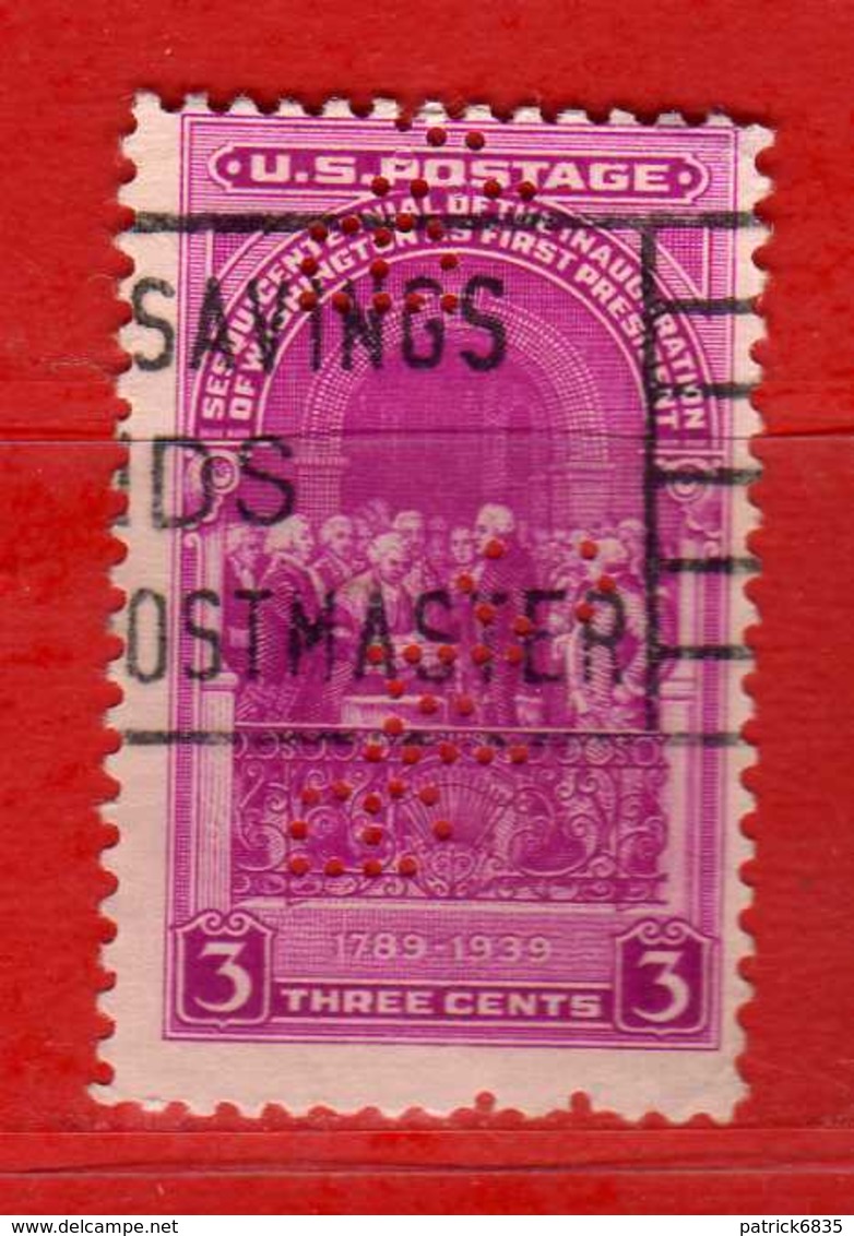 (Us2) USA °- 1939 - Yvert. 406.  PERFIN.- BMC.   USED.   Vedi Descrizione - Zähnungen (Perfins)