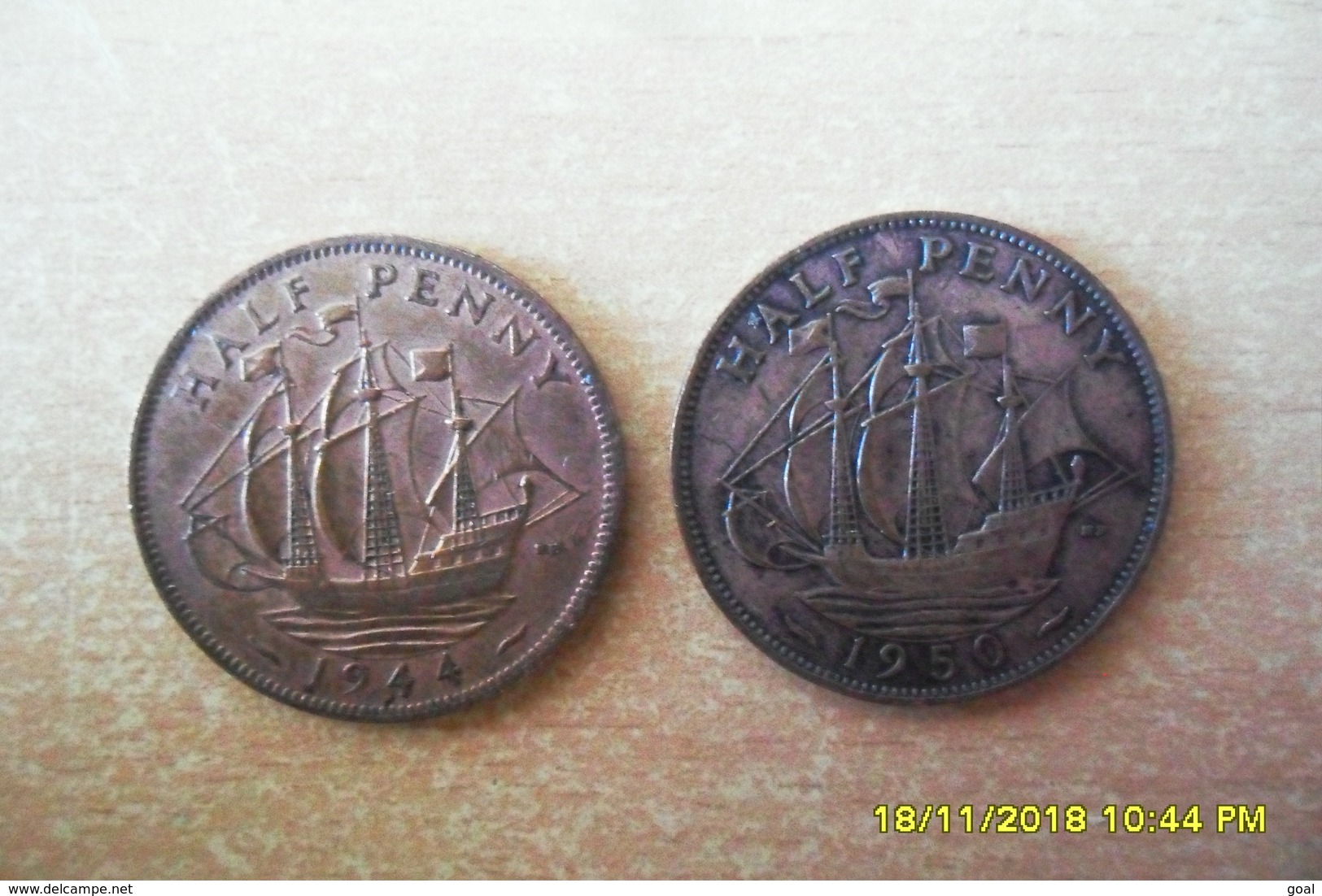 2 Monnaies D'Angleterre/Half Penny 1944 Et 1950 En TTB+ - Altri & Non Classificati