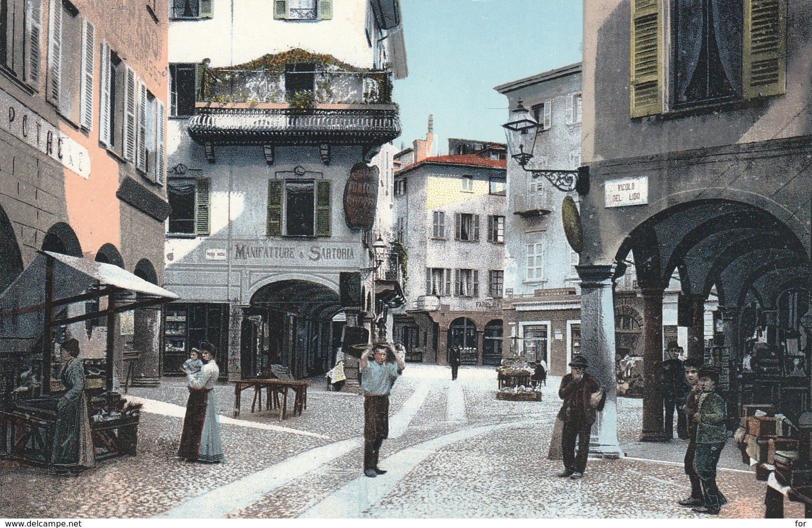 Suisse : LUGANO : Piazza Commercia ( Colorisée ) - Lugano