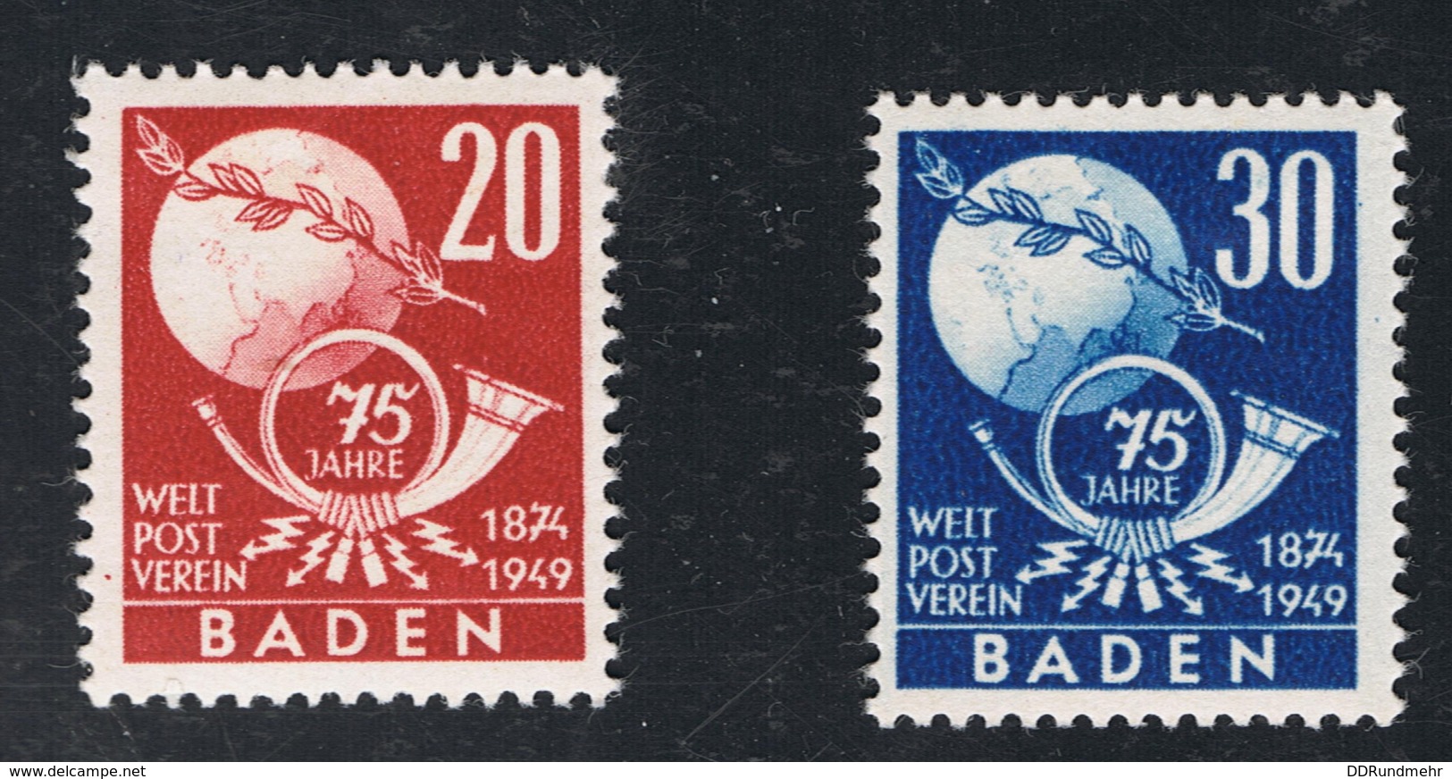 1949 4. Okt. 75 J. UPU Baden Mi DE-FB 56 - 57 Yt DE-FB 56 - 57 Sg DE-FB 56 - 57 Mit Gum. Und Falz X - Sonstige & Ohne Zuordnung