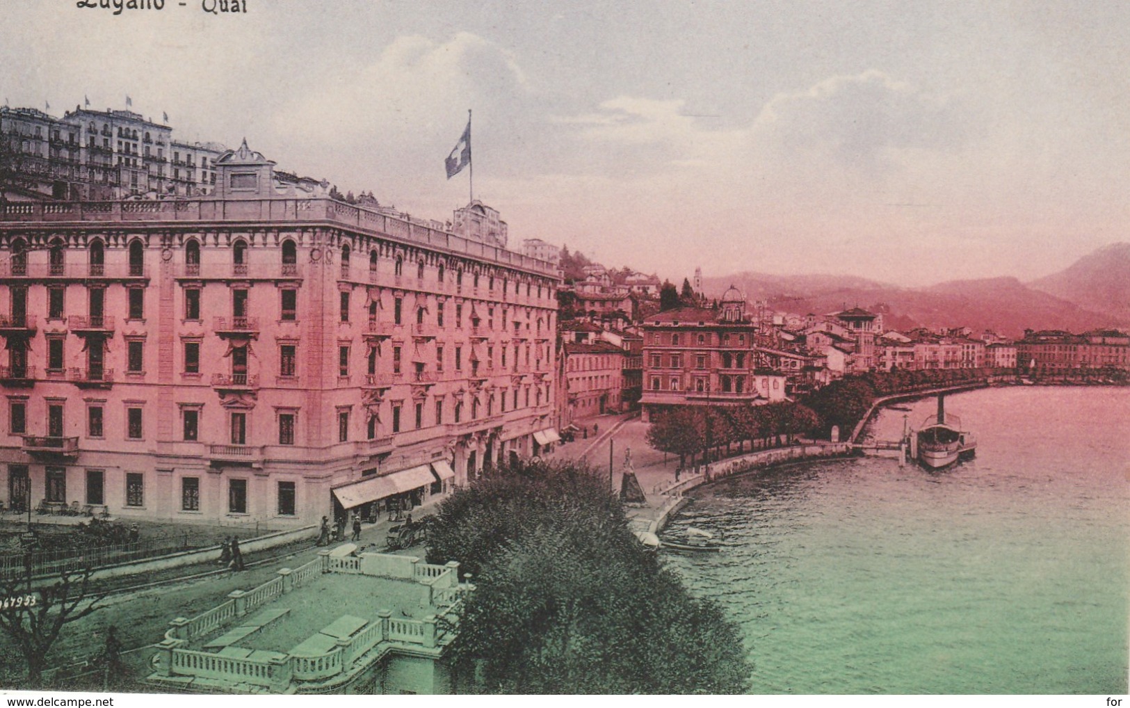 Suisse : LUGANO : Quai ( Colorisée ) - Lugano