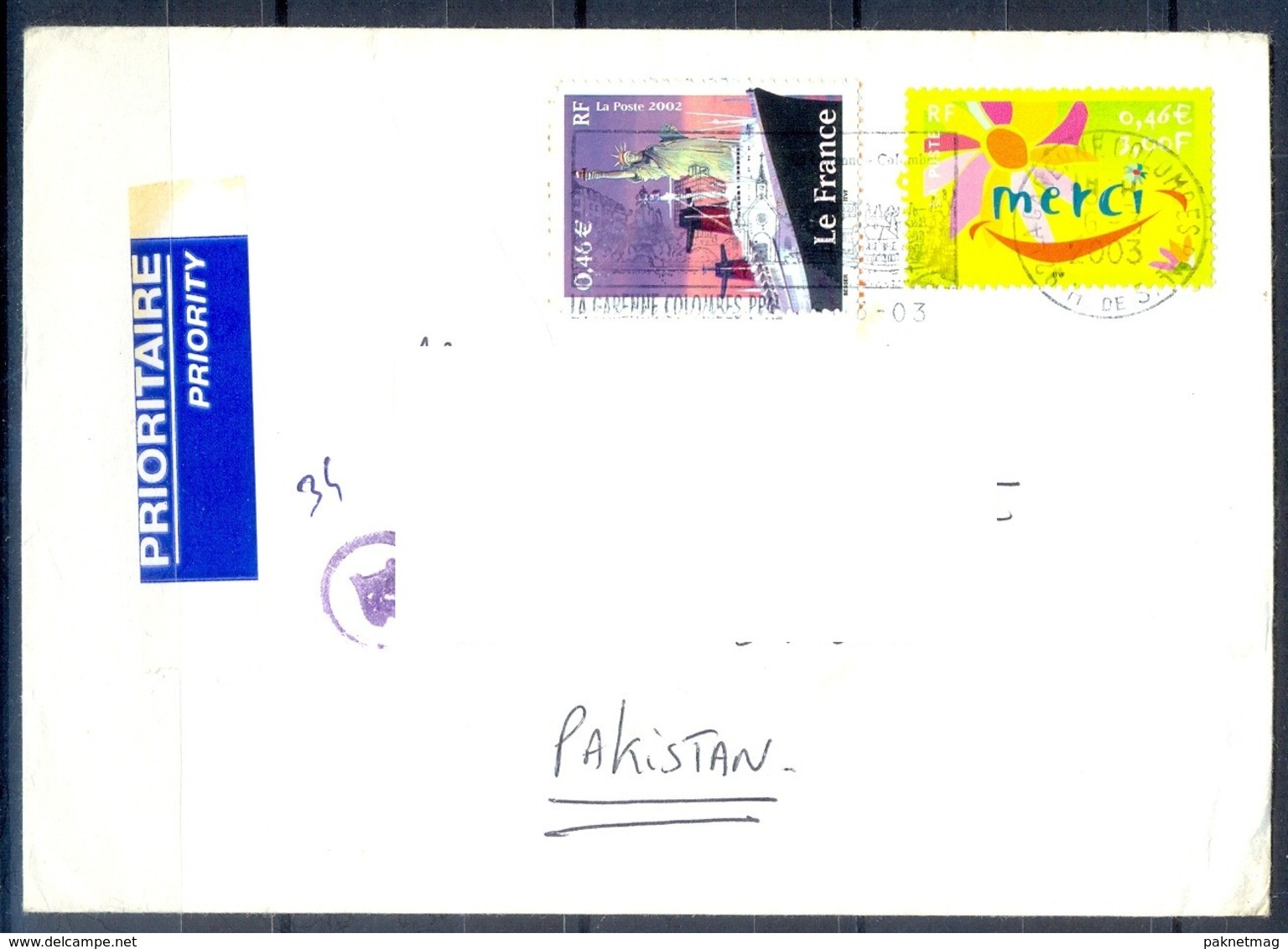 K276- Postal Used Cover. Posted From France To Pakistan. - Other & Unclassified