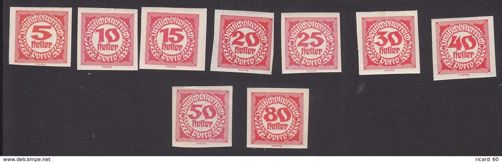 Timbres Neufs** D'autriche, N°93-101 Yt, Taxe, Non Dentelés - Neufs