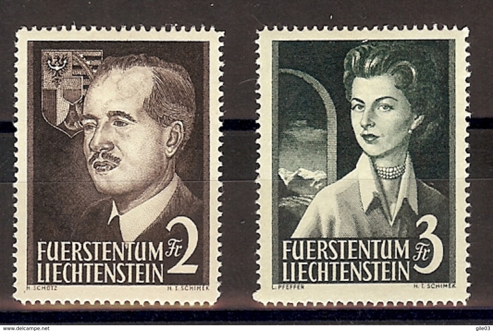 LIECHTENSTEIN 1955 Yv 294/295* Mi 332/333*  Zum 276/277*  MH - Neufs