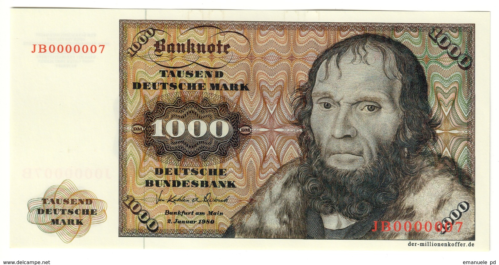 Germany REPRODUCTION 1000 Mark 1980 - Autres & Non Classés