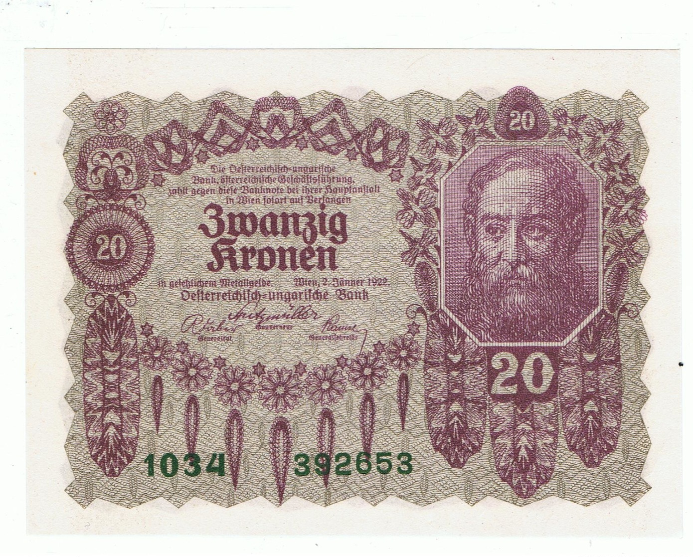 AUSTRIA»20 KRONEN»1922 FIRST ISSUE»PICK- 76»UNC - Oostenrijk