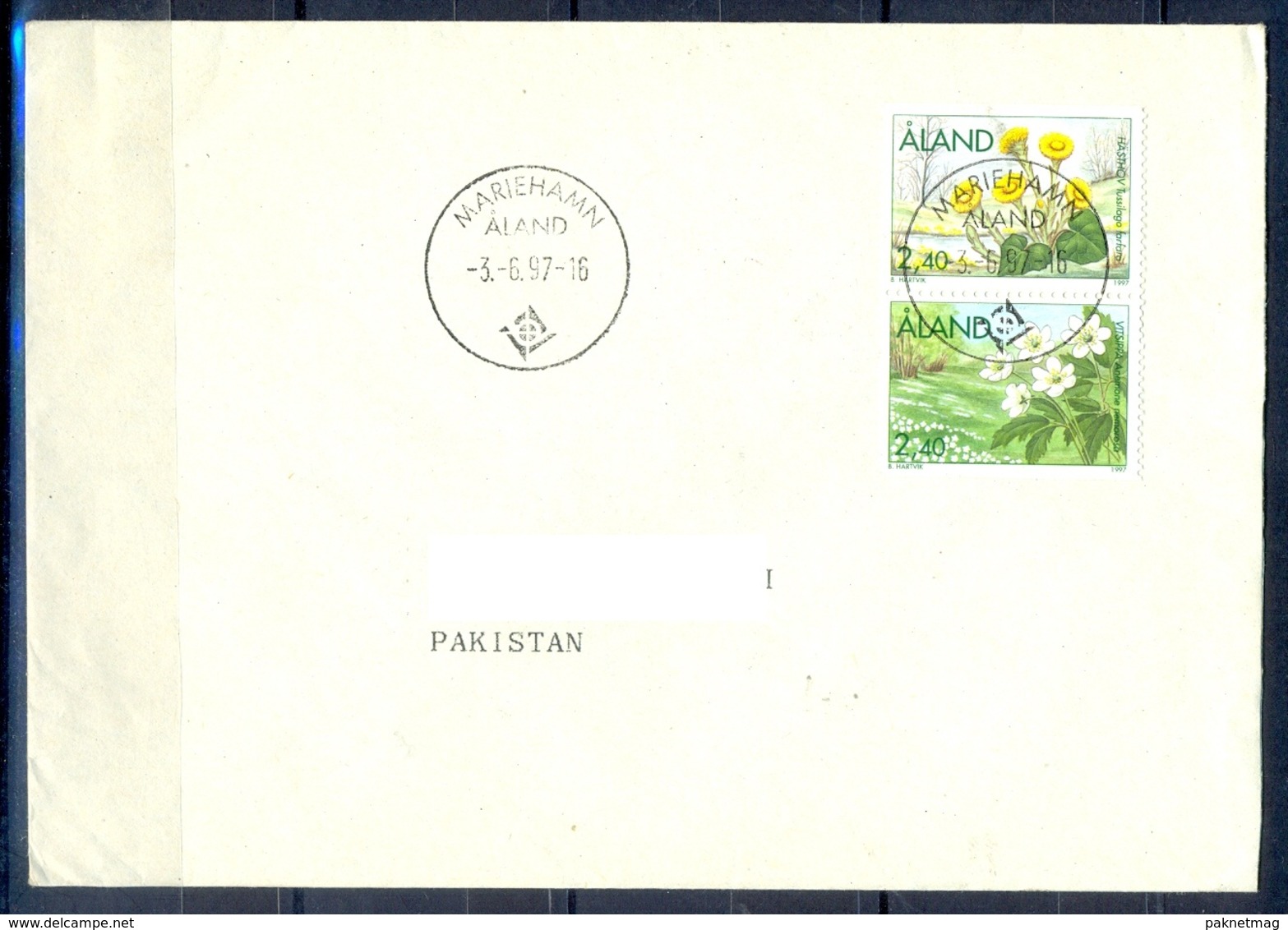 K323- Postal Used Cover. Posted From Aland To Pakistan. Plants. Flowers. - Aland