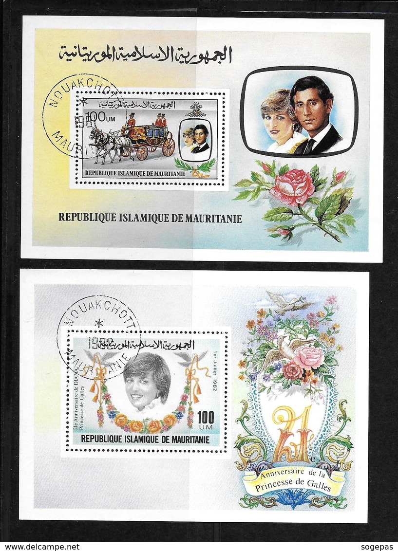 RÉPUBLIQUE DE MAURITANIE  LOT DE 2  BLOCS FEUILLETS  BF  PRINCESSE DIANA - Mauritanie (1960-...)