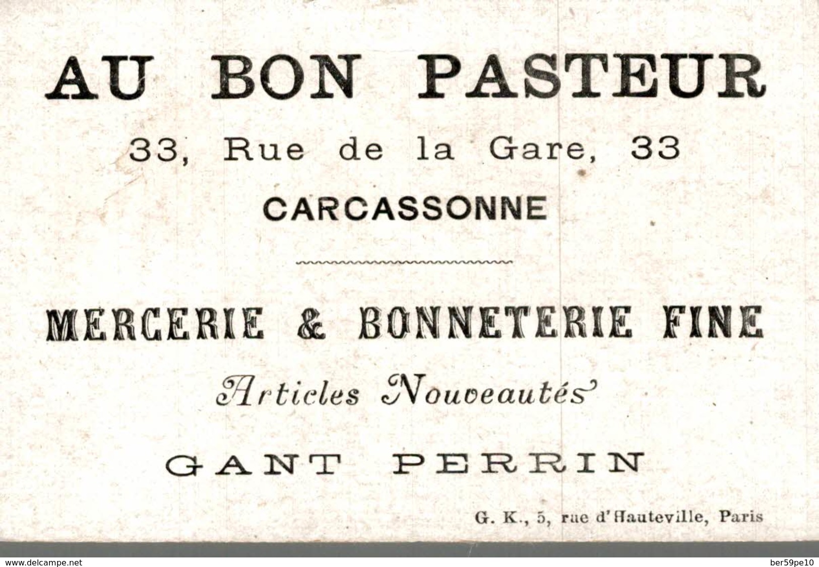 CHROMO  AU BON PASTEUR  MERCERIE & BONNETERIE FINE CARCASSONNE  HIER AUJOURD'HUI DEMAIN - Autres & Non Classés