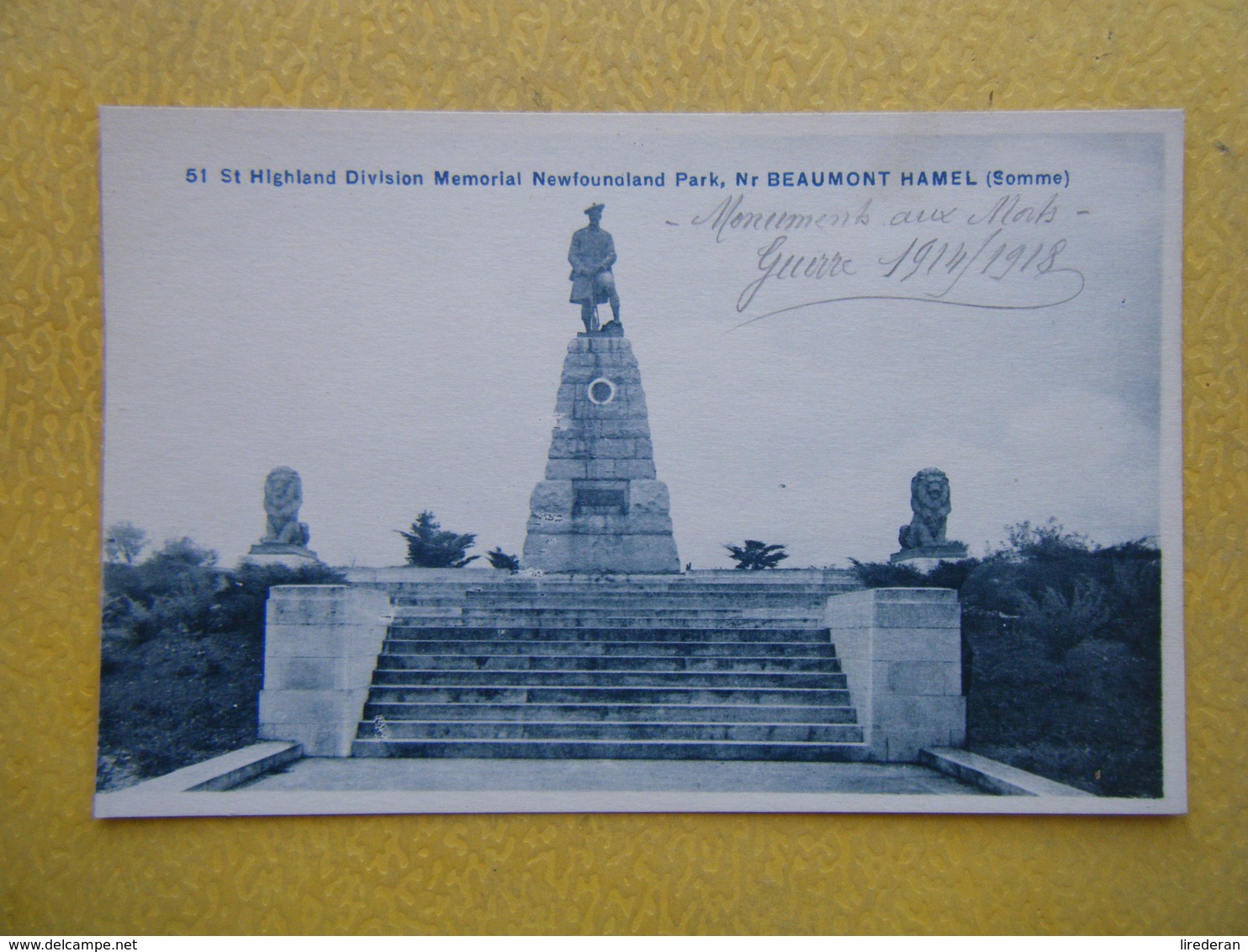 BEAUMONT HAMEL. Le Mémorial Du Newfoundland Park De La 51e Division Des Highlands. - Autres & Non Classés