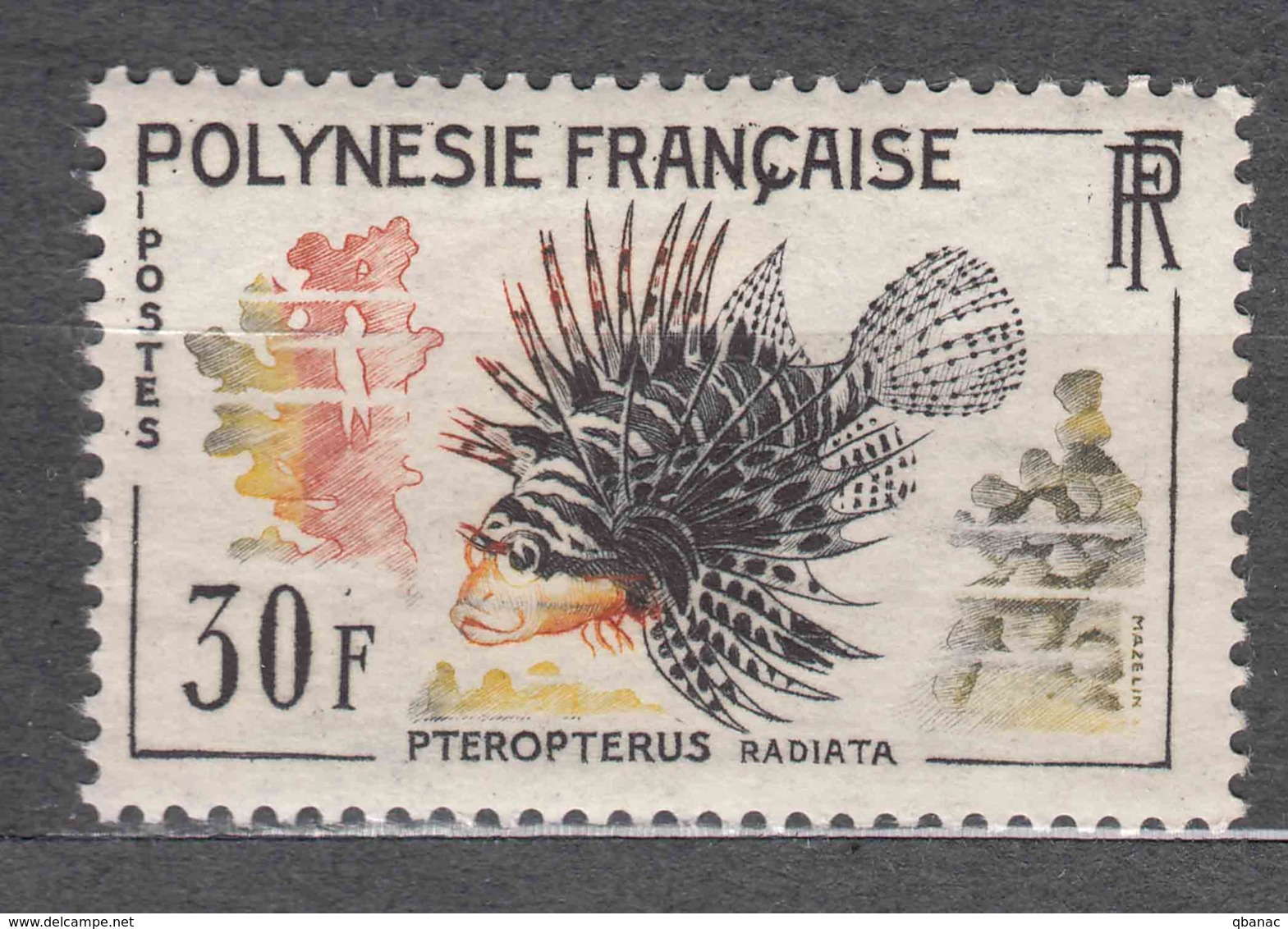 French Polynesia Polinesie 1962 Fish Poison Mi#25 Yvert#20 Mint Never Hinged - Unused Stamps