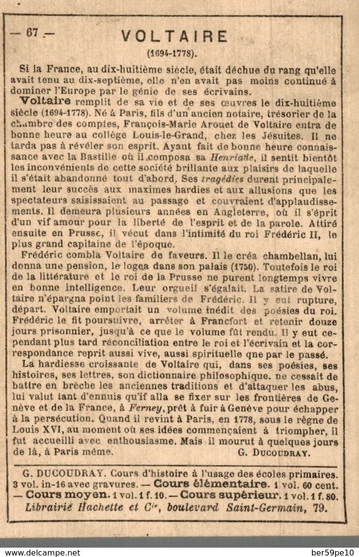 CHROMO  AUX DEUX PASSAGES NOUVEAUTES LYON  VOLTAIRE - Autres & Non Classés