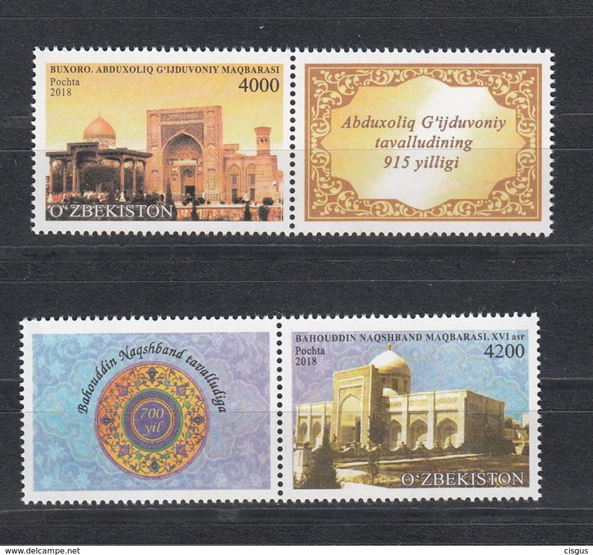 Uzbekistan Usbekistan MNH** 2018 2019 Abdul Khaliq Ghajadwani Mausoleum And Baha-ud-Din Naqshband Bukhari  Mi 1339-40 - Usbekistan