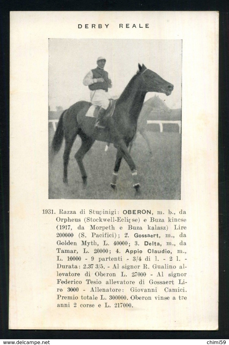 CAVALLO - CHEVAL - CHEVAUX - HORSES - PFERD - IPPICA -  IPPICA - DERBY REALE 1931 - Razza Di Stupinigi OBERON - Horses