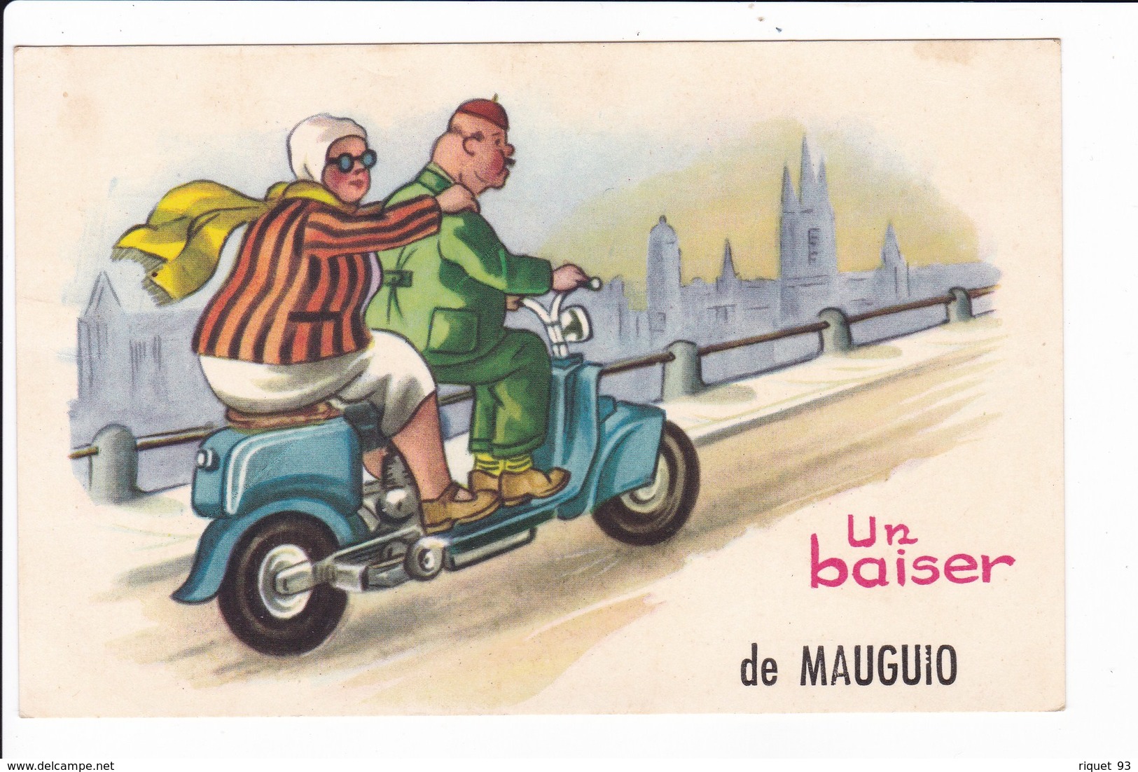 Dessin Fantaisie (couples Sur Scooter) Un Baiser De MAUGUIO - Mauguio