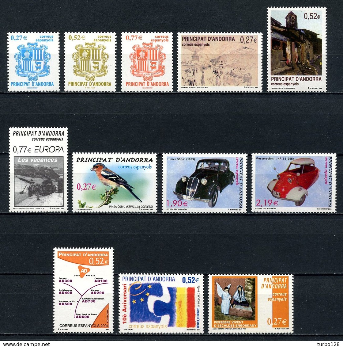 ANDORRE ESPAGNE Année 2004 Complète N° 297/308 ** Neufs MNH Luxe C 35,10 € Jahrgang Ano Completo Full Year - Unused Stamps