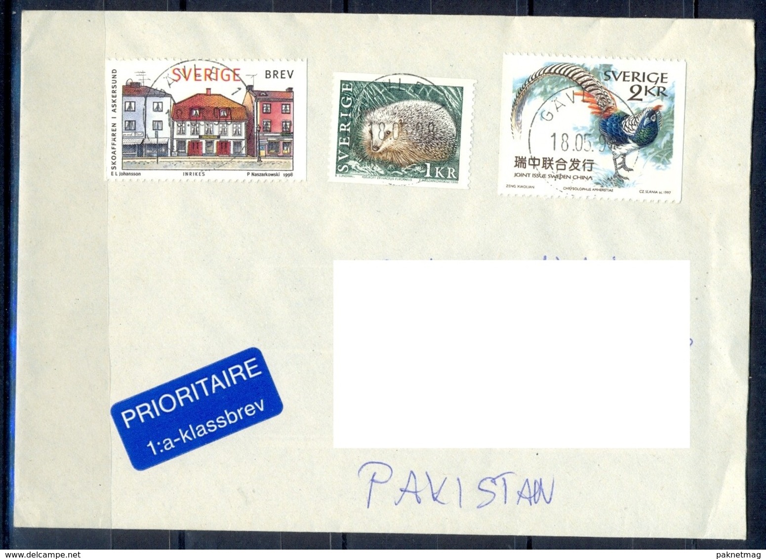 K384-  Postal Used Cover. Posted From Sverige Sweden To Pakistan. Birds. Joint Issue With China. - Emissioni Congiunte