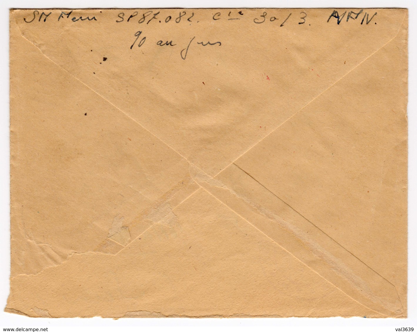 AFN Enveloppe Franchise Militaire Par Avion Avec Cachet Rond Rouge Du Vaguemestre Du SP 87.082 Oblitération Du 30/11/57 - Guerre D'Algérie