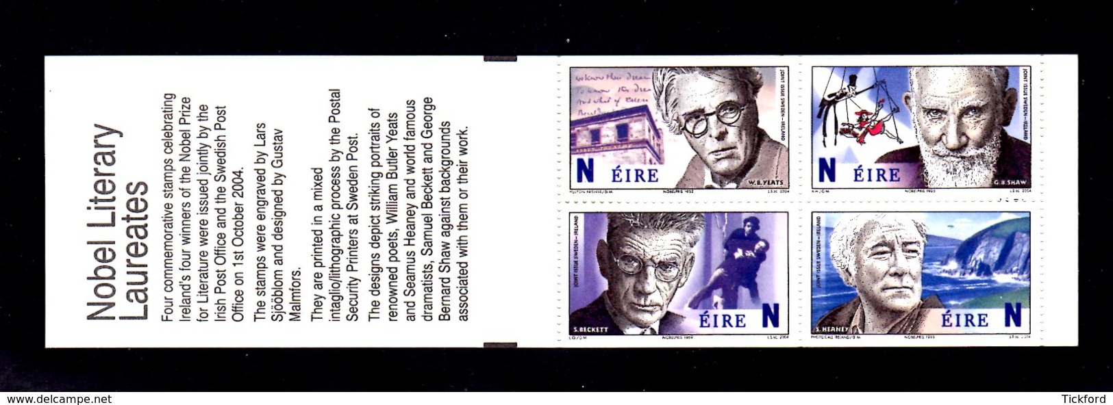 IRLANDE 2004 - CARNET Yvert C1614a - NEUF** MNH - Lauréats Prix Nobel De Littérature Irlandais - Markenheftchen