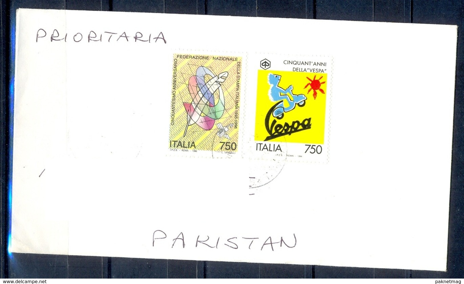 K394- Postal Used Cover. Posted From Italia Italy To Pakistan. Space. - Unclassified