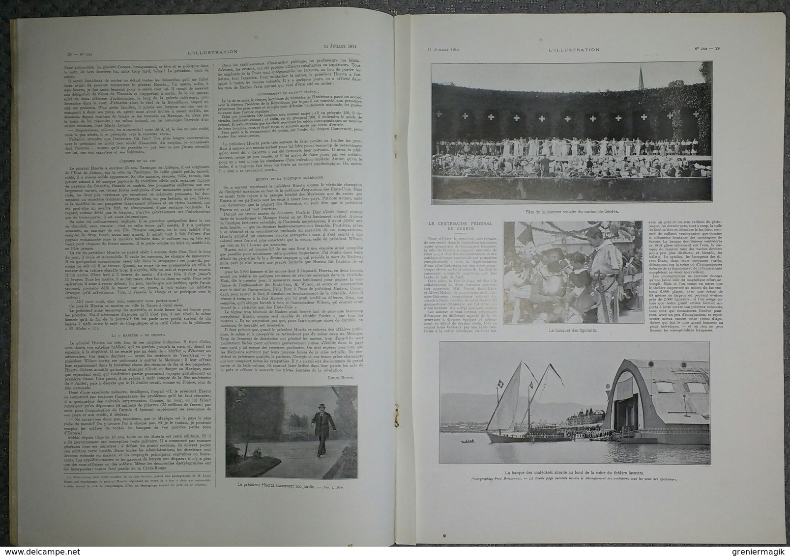 L'Illustration 3724 11 juillet 1914 Après l'attentat de Sarajevo/Victor Hugo à Guernesey/Mexique Huerta/Genève