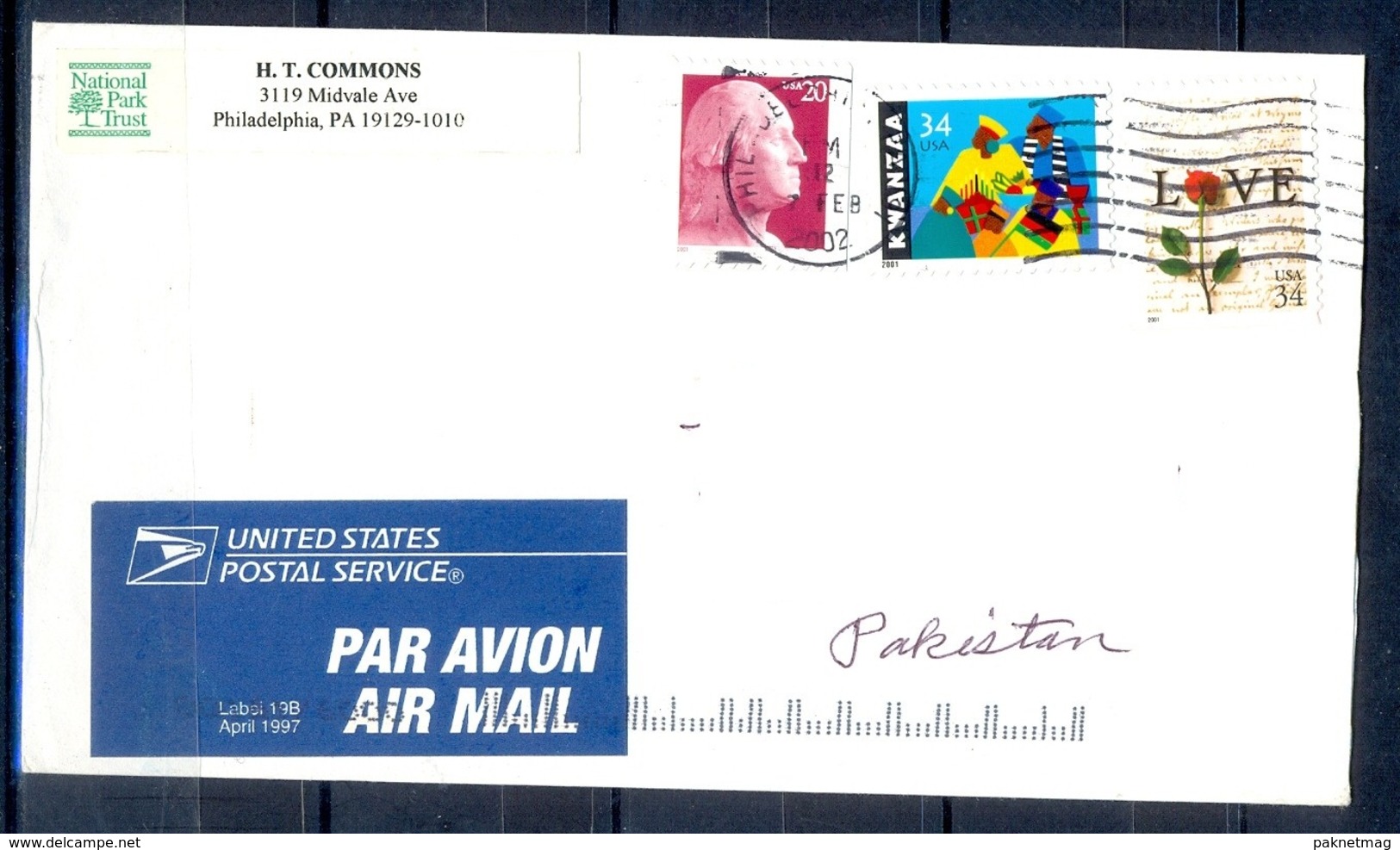 K397- Postal Used Cover. Posted From USA To Pakistan. Love. - Other & Unclassified