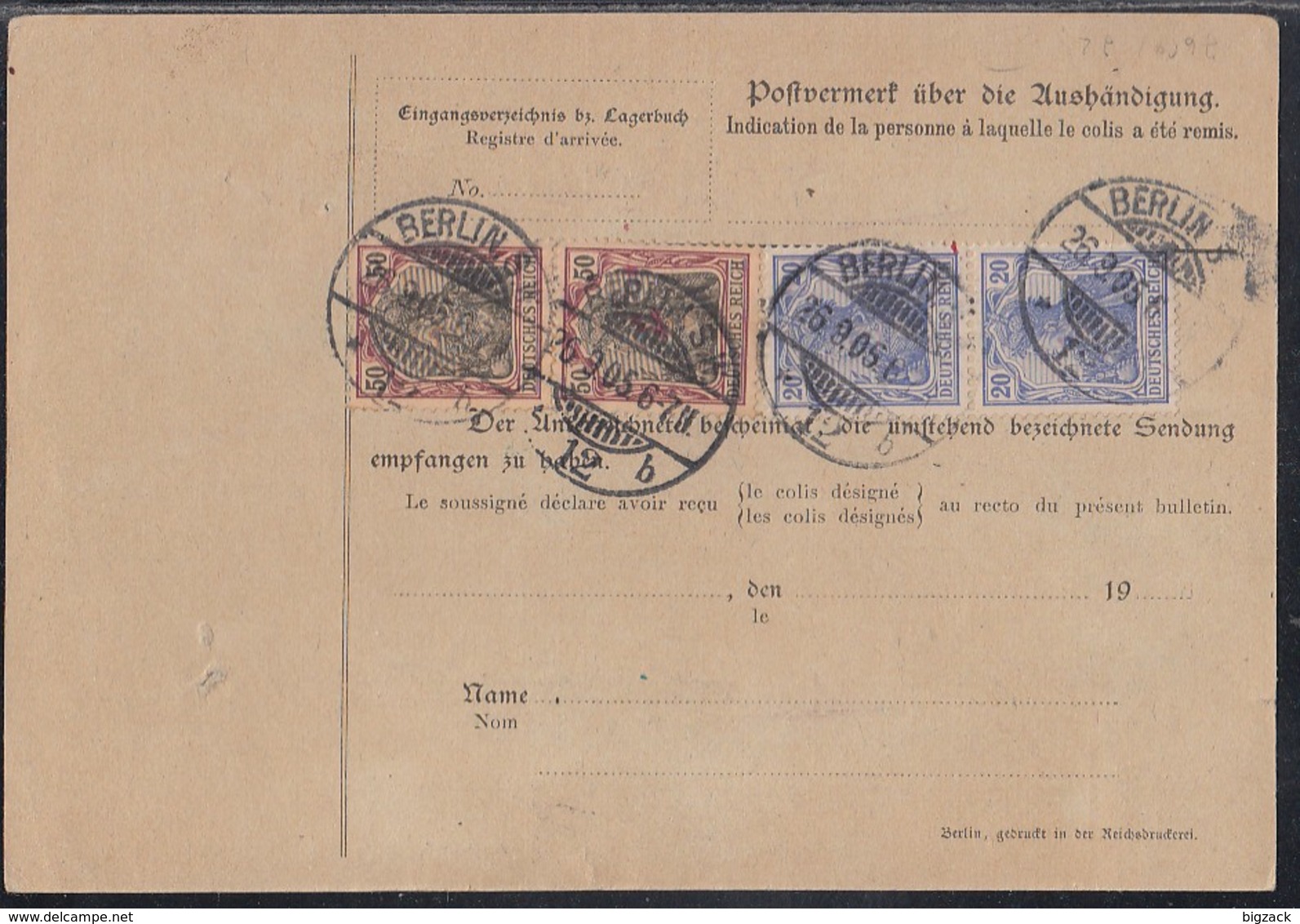 DR Paketkarte Für 3 Pakete Mif Minr.2x 72, 4x 76 Berlin 26.9.05 Gel. In Schweiz - Briefe U. Dokumente