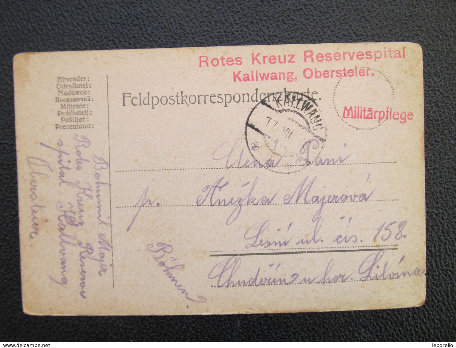 Feldpost Korrespondenzkarte Kallwang - Chuderin 1916 Rotes Kreuz  ///  D*36997 - Briefe U. Dokumente