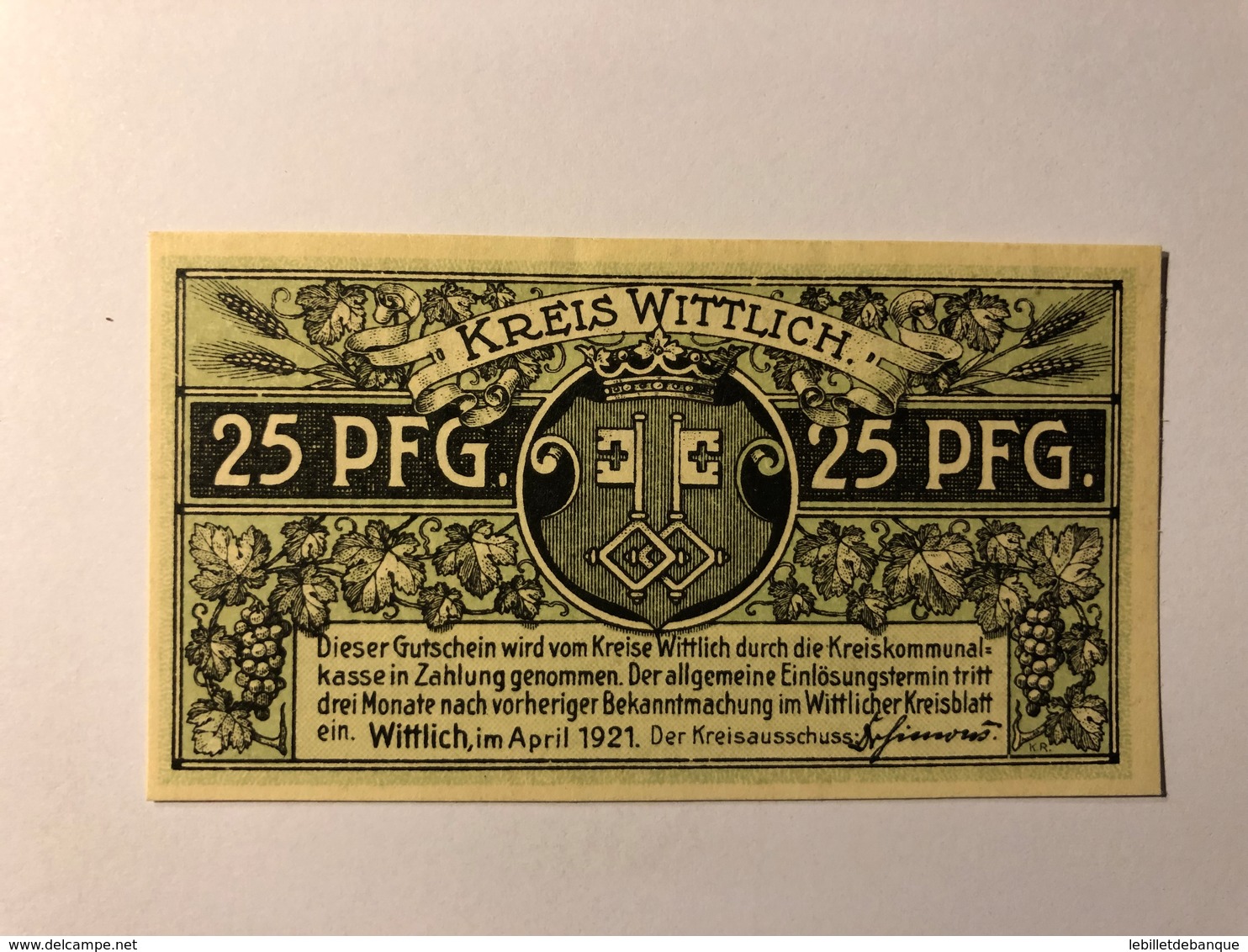 Allemagne Notgeld Wittlich 25 Pfennig - Collections