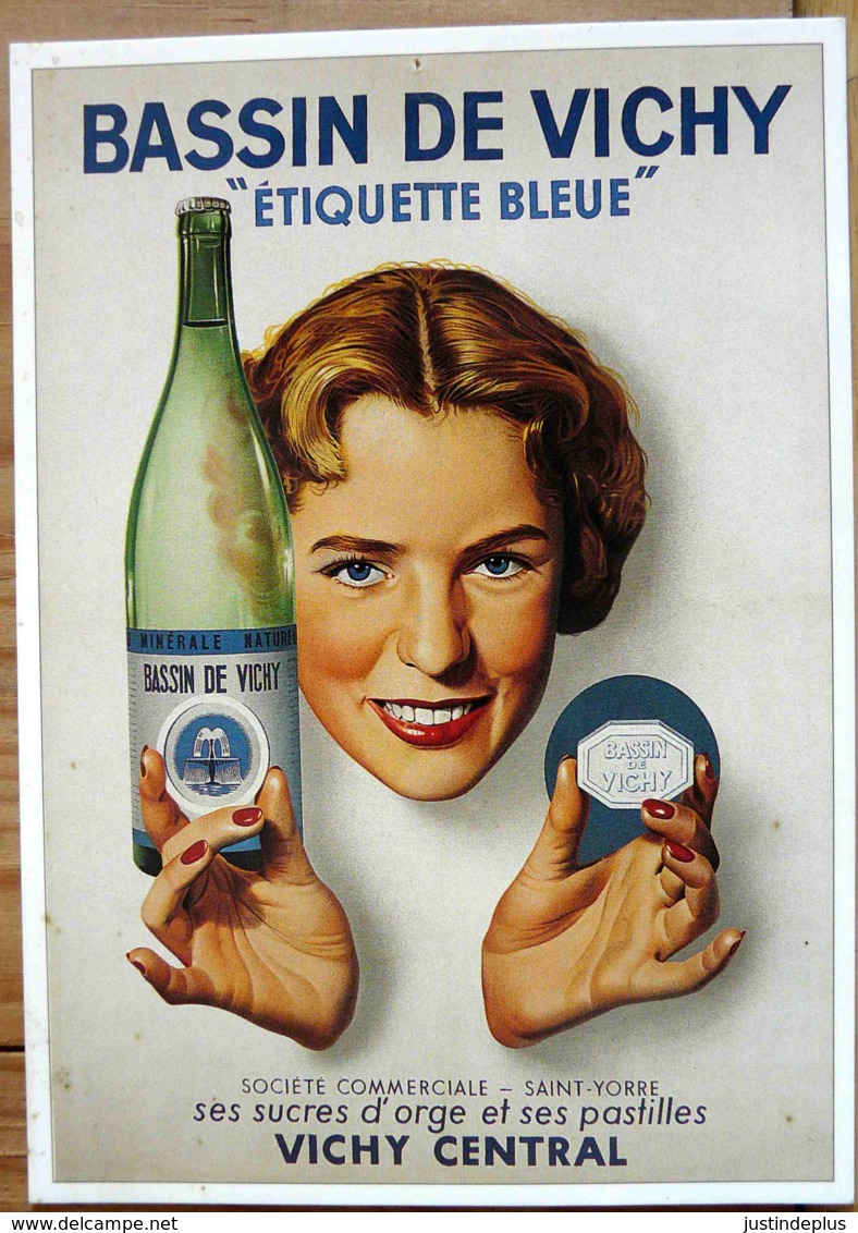 REPRODUCTION D'AFFICHE BASSIN DE VICHY D'APRES ANNICK POURCEL BIBLIOTHEQUE FORNEY VILLE DE PARIS - Advertising