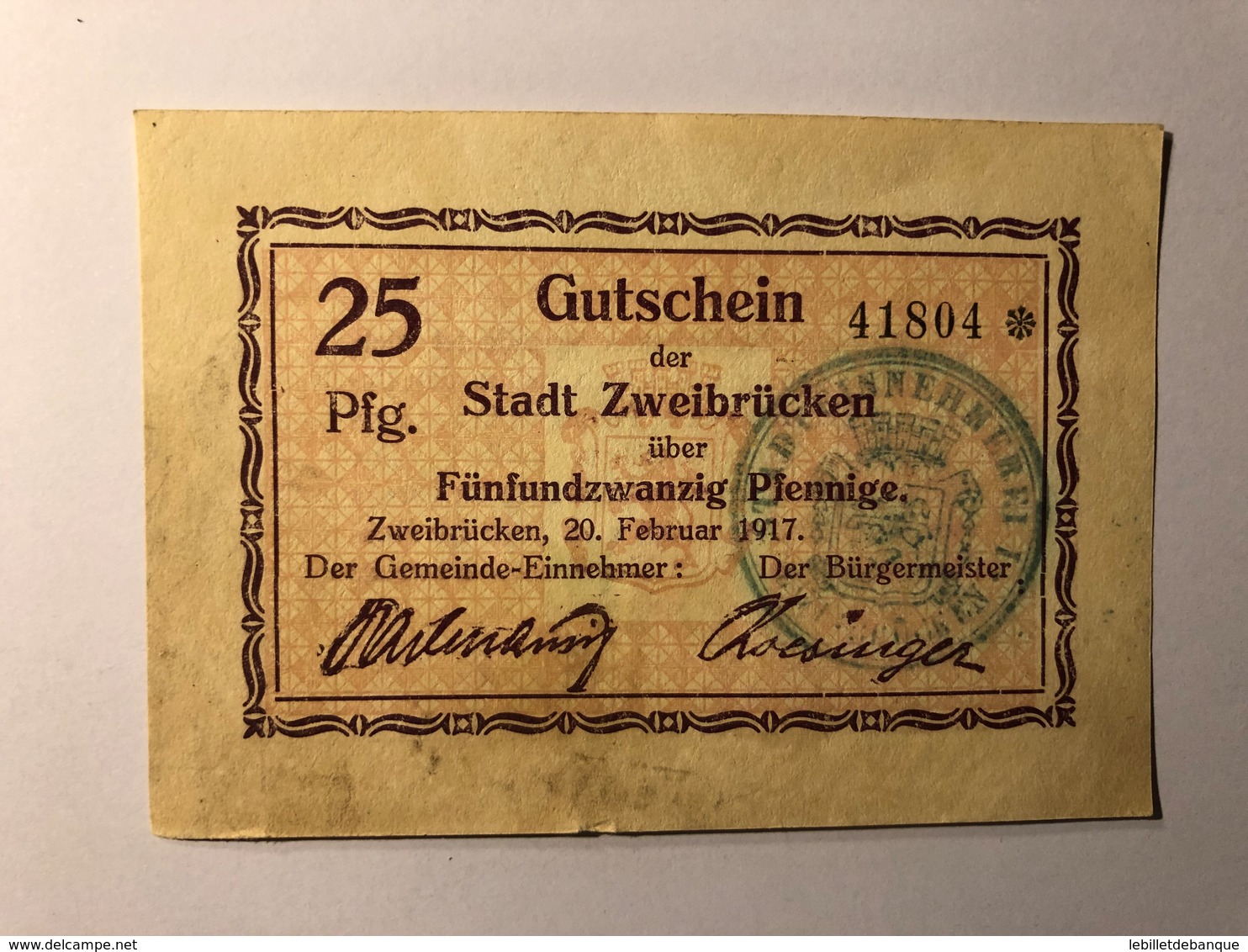 Allemagne Notgeld Zweibrucken 25 Pfennig - Collections