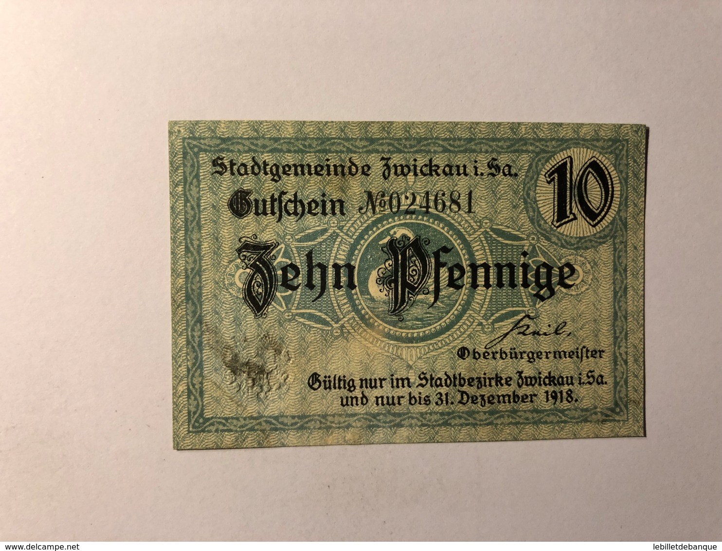 Allemagne Notgeld Zwickau 10 Pfennig - Sammlungen