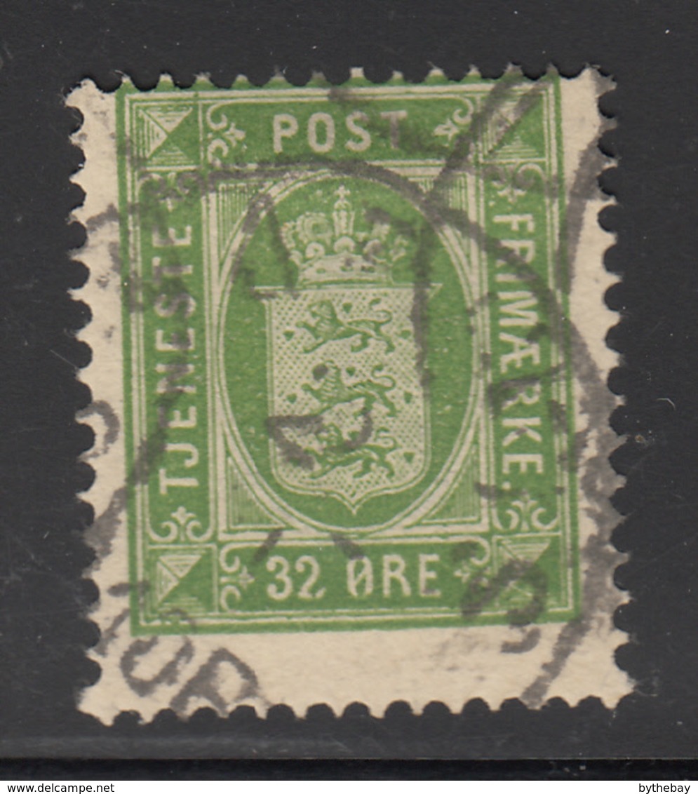Denmark 1875 Used Sc #O9 32o Small State Seal - Service