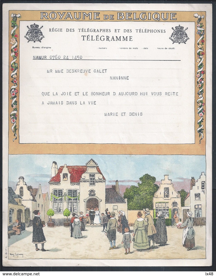 Wedding Party. Telegram Stationery Belgique. Bride And Groom. Hochzeitsfeier Telegrammbriefpapier Belgique. - Other & Unclassified