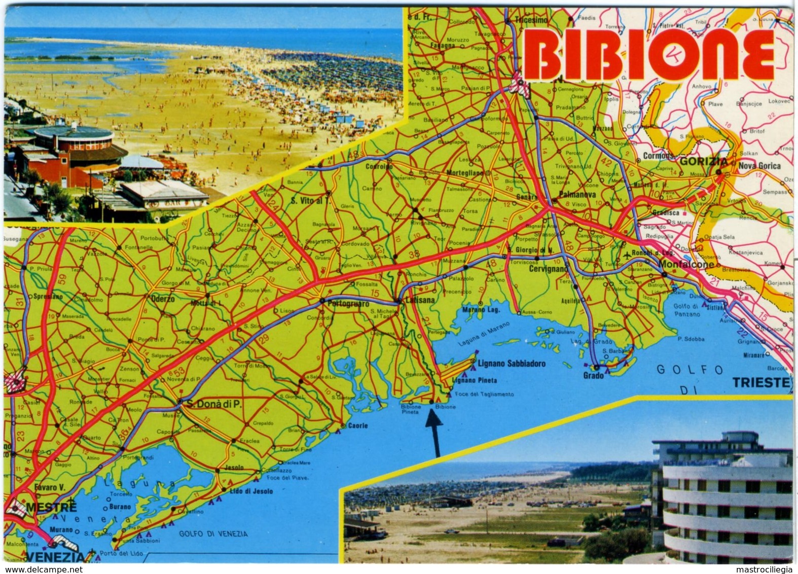 BIBIONE  VENEZIA  Vedutine  Carta Geografica Litorale Veneto  Mar Adriatico - Cartes Géographiques