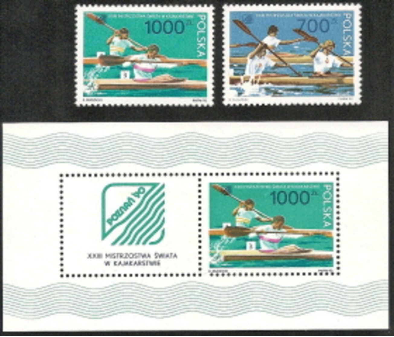 Poland,  Scott 2018 # 2980-2981a,  Issued 1990  Set Of 2 + S/S Of 1 With Label,  MNH,  Cat $ 3.05,  Sports - Unused Stamps