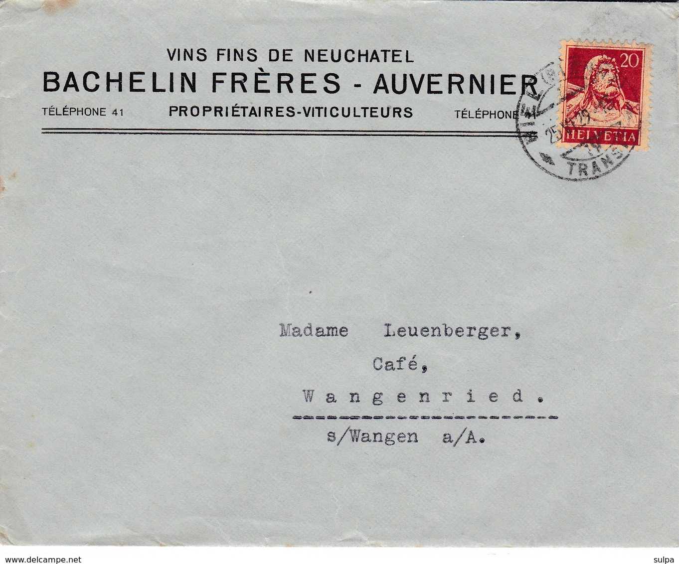 BACHELIN FRERES - AUVERNIER, VINS FINS DE NEUCHÂTEL 1929 Lettre Commerciale - Vins & Alcools