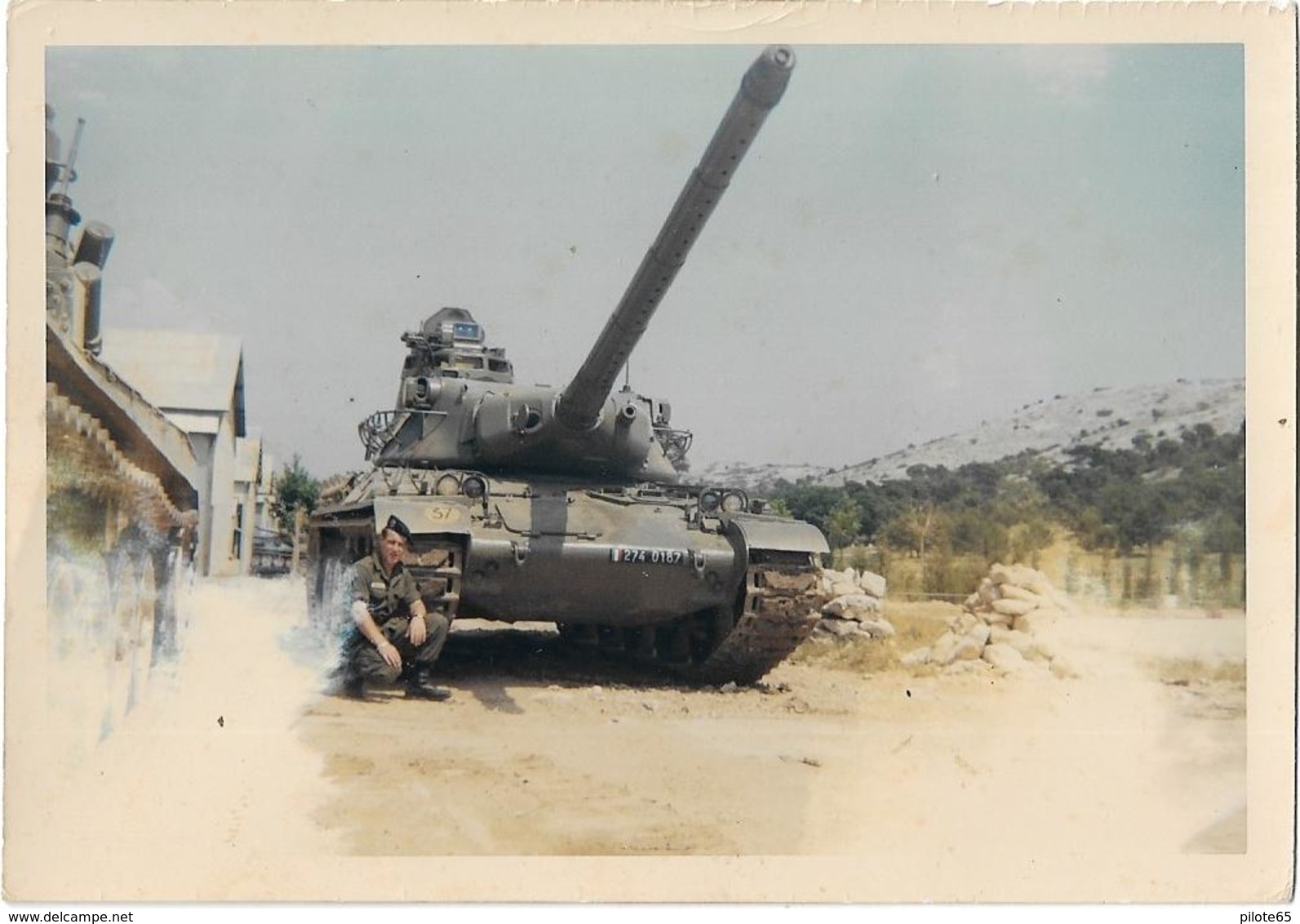 PHOTO ANCIENNE COLORISEE / CHAR DE COMBAT FRANCAIS A IDENTIFIER / MILITAIRE / SOLDAT - Guerre, Militaire