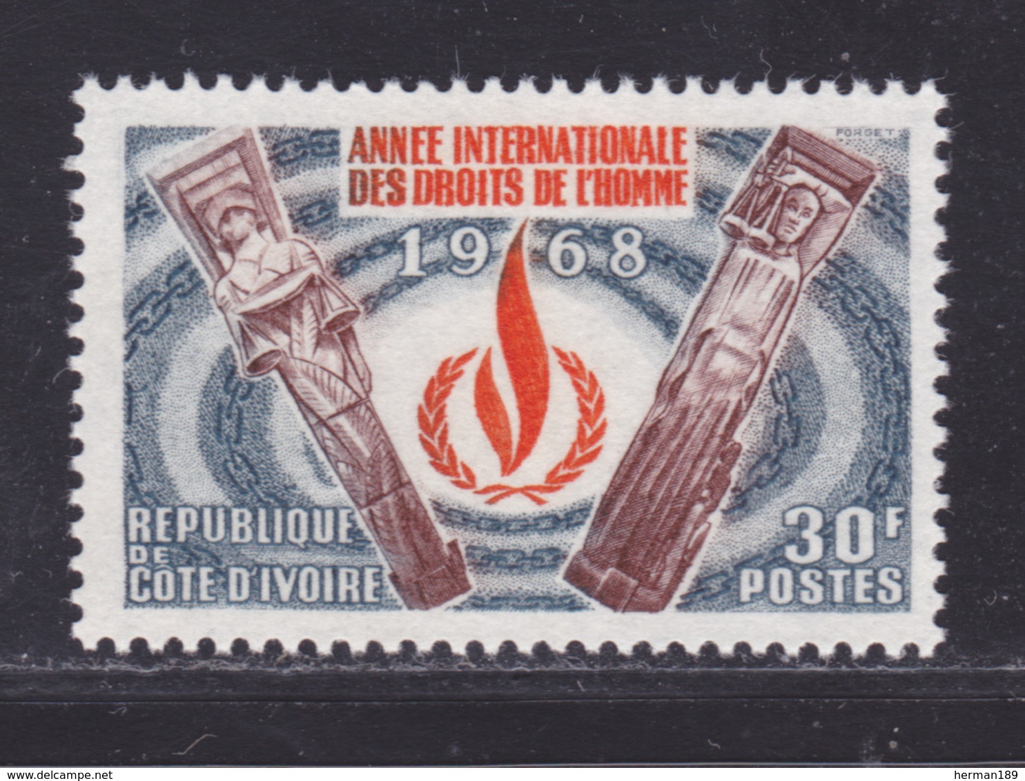 COTE D'IVOIRE N°  283 ** MNH Neuf Sans Charnière, TB (D8681) Année Des Droits De L'Homme - 1968 - Côte D'Ivoire (1960-...)