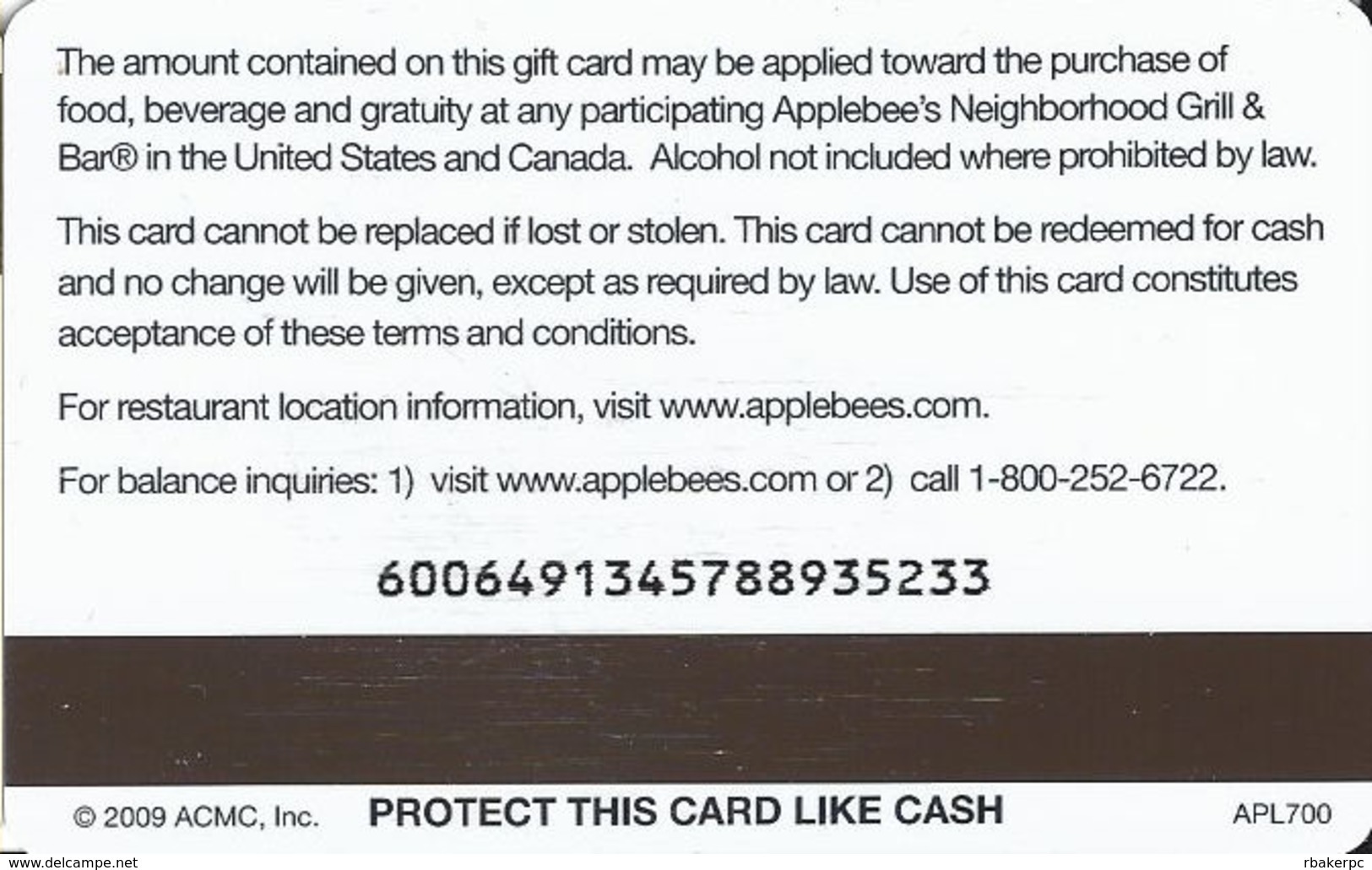 Applebees Gift Card - Gift Cards