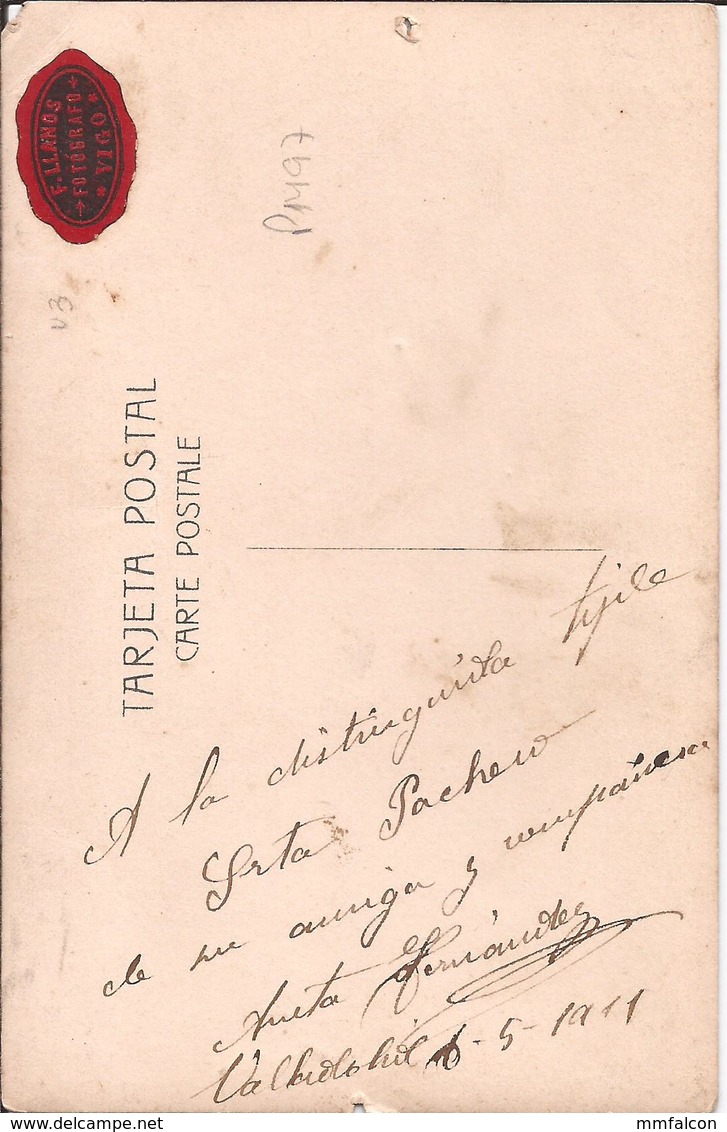 TEATRO ESPAÑOL - ANITA FERNANDEZ In Gypsy Costume Autograph Dedicacee Vigo 1911 Photo PC By F. LLanos - Fotos Dedicadas